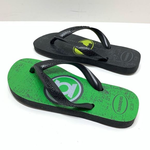 Havaianas Kids Black Green DC Comics Batman Green Lantern Flip Flop Sz 2Y - Picture 2 of 4